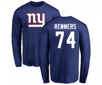 Football New York Giants #74 Mike Remmers Royal Blue Name & Number Logo Long Sleeve T-Shirt