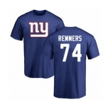 Football New York Giants #74 Mike Remmers Royal Blue Name & Number Logo T-Shirt