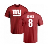 Football New York Giants #8 Daniel Jones Red Name & Number Logo T-Shirt