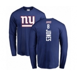 Football New York Giants #8 Daniel Jones Royal Blue Backer Long Sleeve T-Shirt