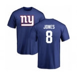 Football New York Giants #8 Daniel Jones Royal Blue Name & Number Logo T-Shirt