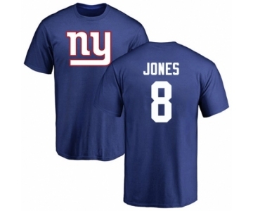 Football New York Giants #8 Daniel Jones Royal Blue Name & Number Logo T-Shirt