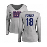 Football Women's New York Giants #18 Bennie Fowler Ash Name & Number Logo Long Sleeve T-Shirt