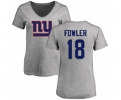 Football Women's New York Giants #18 Bennie Fowler Ash Name & Number Logo T-Shirt