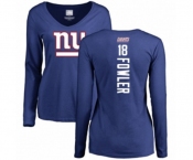 Football Women's New York Giants #18 Bennie Fowler Royal Blue Backer Long Sleeve T-Shirt