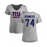 Football Women's New York Giants #74 Mike Remmers Ash Name & Number Logo T-Shirt