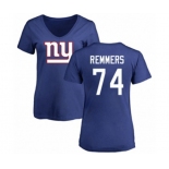 Football Women's New York Giants #74 Mike Remmers Royal Blue Name & Number Logo T-Shirt