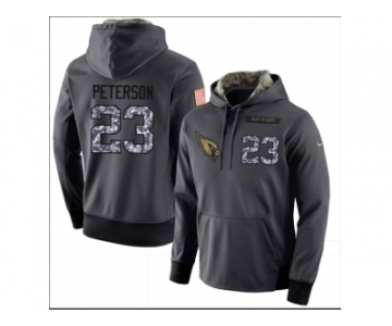 Men Arizona Cardinals #23 Adrian Peterson Stitched Black Anthracite Salute to Service Player Performance Hoodie