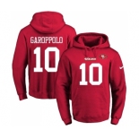 Football Men's San Francisco 49ers #10 Jimmy Garoppolo Red Name & Number Pullover Hoodie