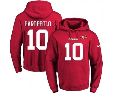 Football Men's San Francisco 49ers #10 Jimmy Garoppolo Red Name & Number Pullover Hoodie