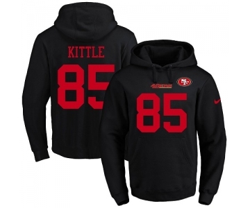 Football Men's San Francisco 49ers #85 George Kittle Black Name & Number Pullover Hoodie