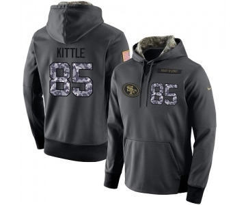 Football Men's San Francisco 49ers #85 George Kittle Stitched Black Anthracite Salute to Service Player Performance Hoodie