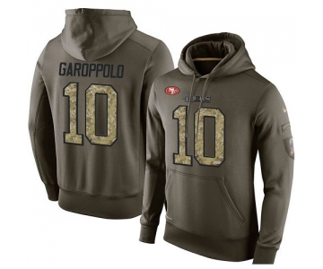 Football San Francisco 49ers #10 Jimmy Garoppolo Green Salute To Service Men's Pullover Hoodie