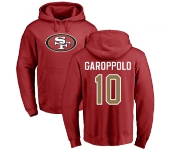 Football San Francisco 49ers #10 Jimmy Garoppolo Red Name & Number Logo Pullover Hoodie