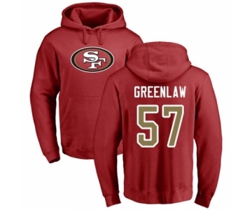 Football San Francisco 49ers #57 Dre Greenlaw Red Name & Number Logo Pullover Hoodie