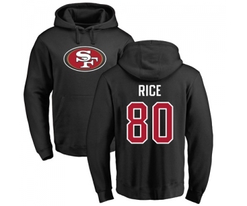 Football San Francisco 49ers #80 Jerry Rice Black Name & Number Logo Pullover Hoodie