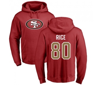 Football San Francisco 49ers #80 Jerry Rice Red Name & Number Logo Pullover Hoodie