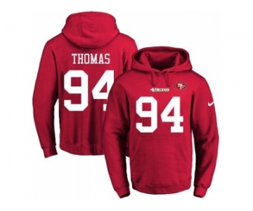 Men San Francisco 49ers #94 Solomon Thomas Red Name & Number Pullover NFL Hoodie