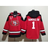 Men's San Francisco 49ers #1 Deebo Samuel Sr Red Black Ageless Must-Have Lace-Up Pullover Hoodie