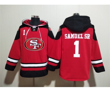 Men's San Francisco 49ers #1 Deebo Samuel Sr Red Black Ageless Must-Have Lace-Up Pullover Hoodie