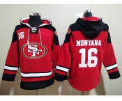 Men's San Francisco 49ers #16 Joe Montana Red Team Color New NFL Hoodie