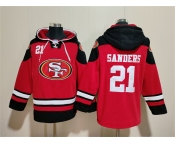 Men's San Francisco 49ers #21 Deion Sanders Red Black Ageless Must-Have Lace-Up Pullover Hoodie