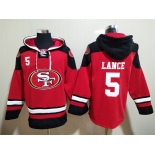 Men's San Francisco 49ers #5 Trey Lance Red Team Color New NFL Hoodie