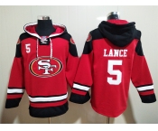 Men's San Francisco 49ers #5 Trey Lance Red Team Color New NFL Hoodie