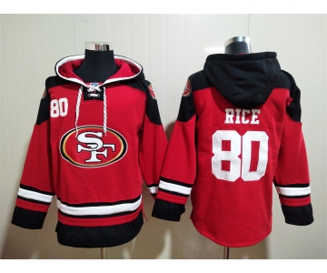 Men's San Francisco 49ers #80 Jerry Rice Red Team Color New NFL Hoodie