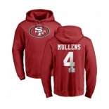 NFL Nike San Francisco 49ers #4 Nick Mullens Red Name & Number Logo Pullover Hoodie