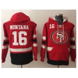 Nike San Francisco 49ers #16 Joe Montana Red Black Name & Number Pullover NFL Hoodie