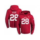 Nike San Francisco 49ers #28 Carlos Hyde Red Name & Number Pullover NFL Hoodie