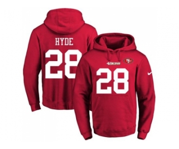 Nike San Francisco 49ers #28 Carlos Hyde Red Name & Number Pullover NFL Hoodie