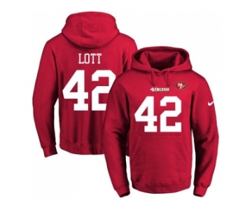 Nike San Francisco 49ers #42 Ronnie Lott Red Name & Number Pullover NFL Hoodie