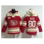 Nike San Francisco 49ers #80 Jerry Rice Red Sawyer Hooded Sweatshirt NFL Hoodie