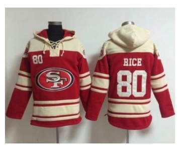 Nike San Francisco 49ers #80 Jerry Rice Red Sawyer Hooded Sweatshirt NFL Hoodie