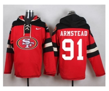 Nike San Francisco 49ers #91 Arik Armstead Red Player Pullover Hoodie