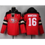 nike nfl jerseys san francisco 49ers #16 joe montana black-red[pullover hooded sweatshirt]