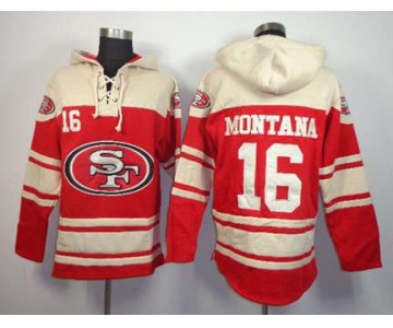 nike nfl jerseys san francisco 49ers #16 joe montana red-cream[pullover hooded sweatshirt]