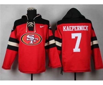 nike nfl jerseys san francisco 49ers #7 colin kaepernick black-red[pullover hooded sweatshirt]