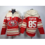 nike nfl jerseys san francisco 49ers #85 vernon davis red-cream[pullover hooded sweatshirt]