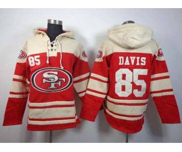 nike nfl jerseys san francisco 49ers #85 vernon davis red-cream[pullover hooded sweatshirt]