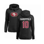 Football Women's San Francisco 49ers #10 Jimmy Garoppolo Black Name & Number Logo Pullover Hoodie