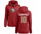 Football Women's San Francisco 49ers #10 Jimmy Garoppolo Red Name & Number Logo Pullover Hoodie