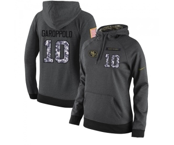 Football Women's San Francisco 49ers #10 Jimmy Garoppolo Stitched Black Anthracite Salute to Service Player Performance Hoodie