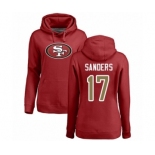 Football Women's San Francisco 49ers #17 Emmanuel Sanders Red Name & Number Logo Pullover Hoodie