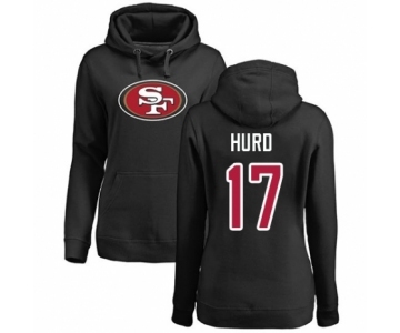 Football Women's San Francisco 49ers #17 Jalen Hurd Black Name & Number Logo Pullover Hoodie