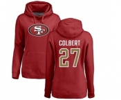 Football Women's San Francisco 49ers #27 Adrian Colbert Red Name & Number Logo Pullover Hoodie