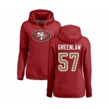 Football Women's San Francisco 49ers #57 Dre Greenlaw Red Name & Number Logo Pullover Hoodie