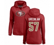 Football Women's San Francisco 49ers #57 Dre Greenlaw Red Name & Number Logo Pullover Hoodie